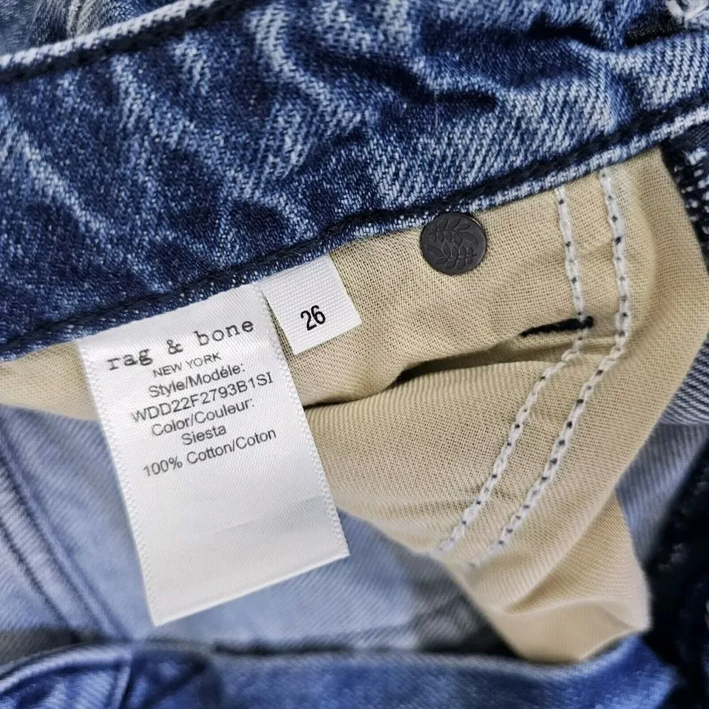 Rag & Bone Womens 26 Rachel Barrel Leg Siesta Wash Denim Button‎ Fly Jeans